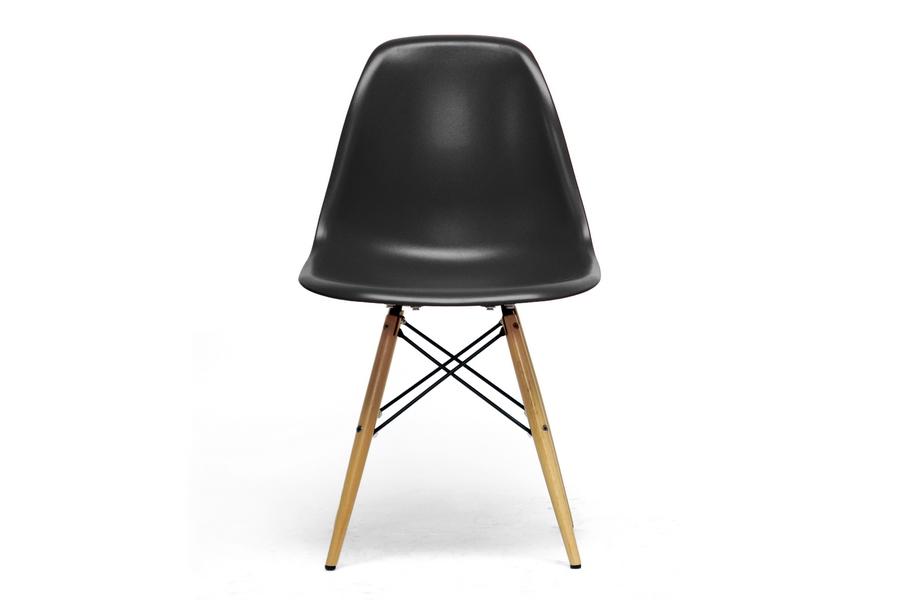 Baxton Studio Azzo Black Plastic Mid-Century Modern Shell Chair  (Set of 2)