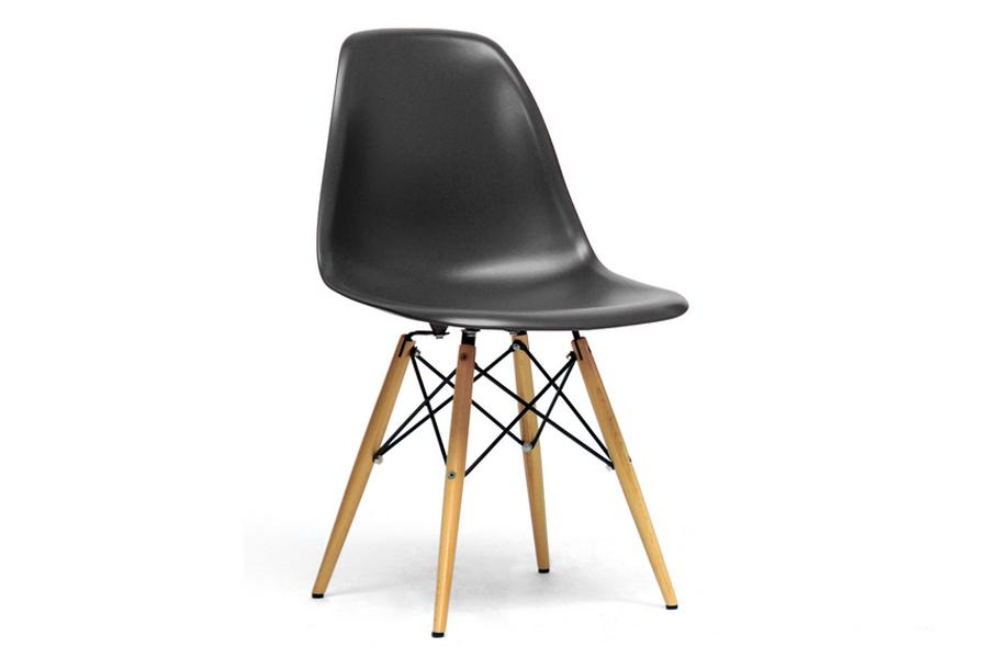 Baxton Studio Azzo Black Plastic Mid-Century Modern Shell Chair  (Set of 2)