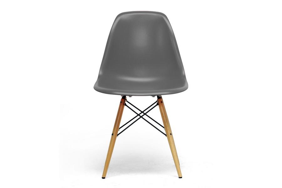 Baxton Studio Azzo Grey Plastic Mid-Century Modern Shell Chair (Set of 2)