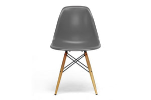 Baxton Studio Azzo Grey Plastic Mid-Century Modern Shell Chair (Set of 2)