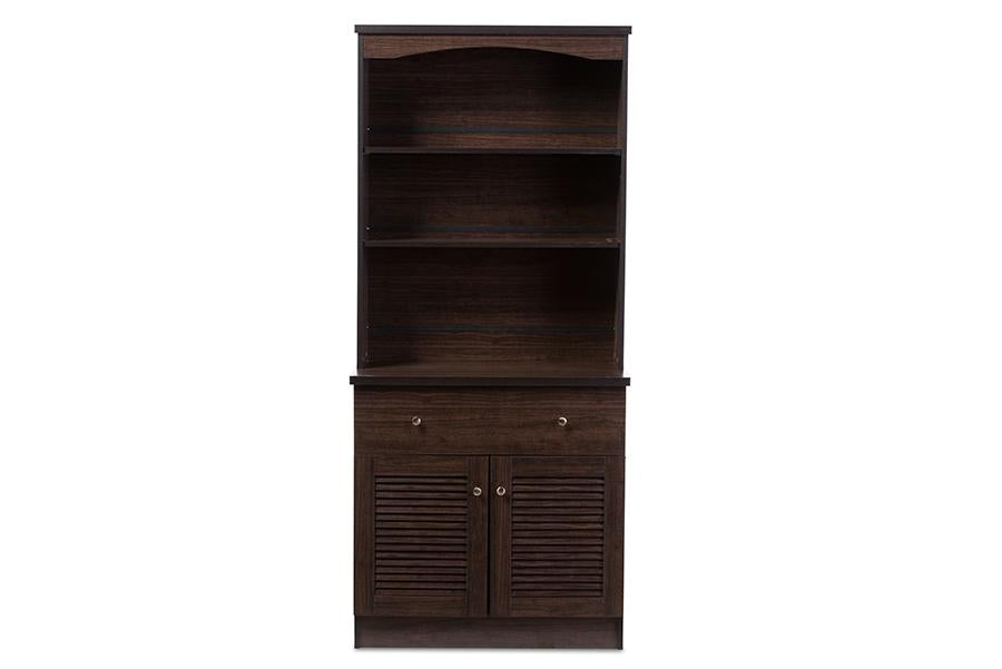 Baxton Studio Agni Modern and Contemporary Dark Brown Buffet and Hutch Kitchen Cabinet