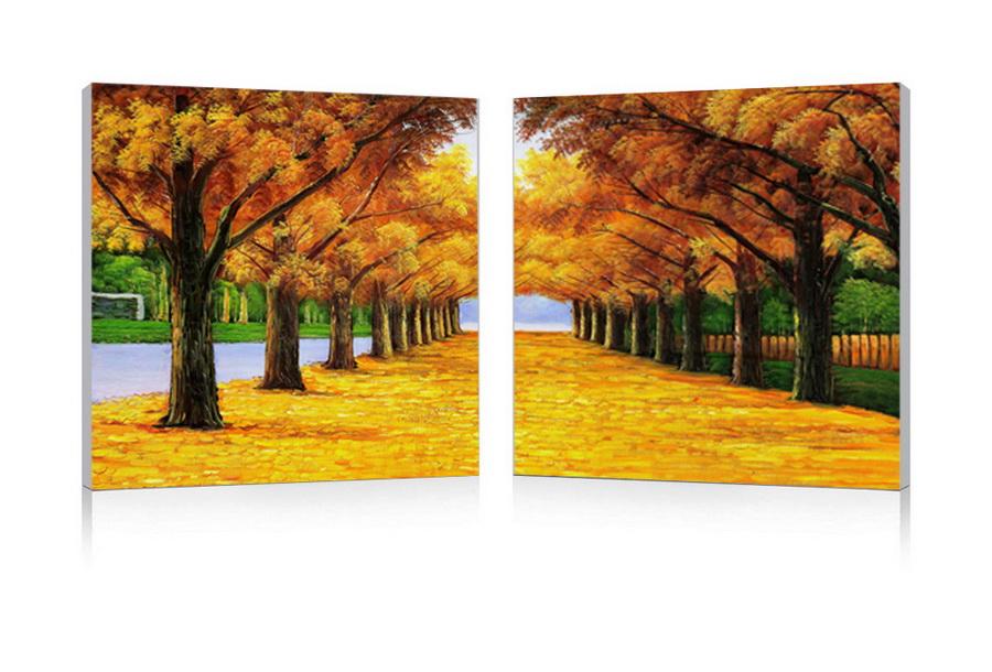 Baxton Studio Autumnal Boulevard Mounted Print Diptych