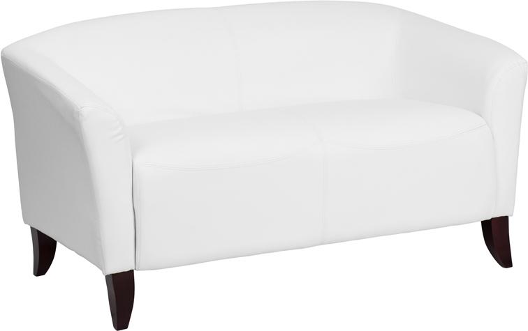 White Leather Loveseat - UNQFurniture