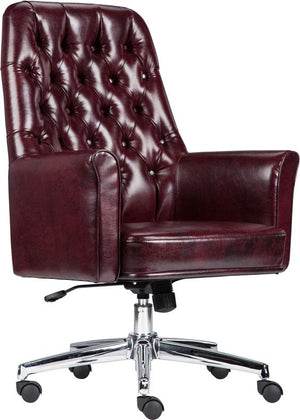 White Mid-Back Leather Chair - UNQFurniture