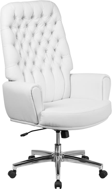 White High Back Leather Chair - UNQFurniture