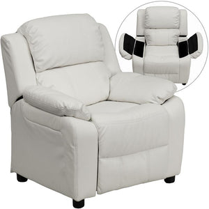 White Vinyl Kids Recliner - UNQFurniture