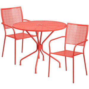 35.25RD White Patio Table Set