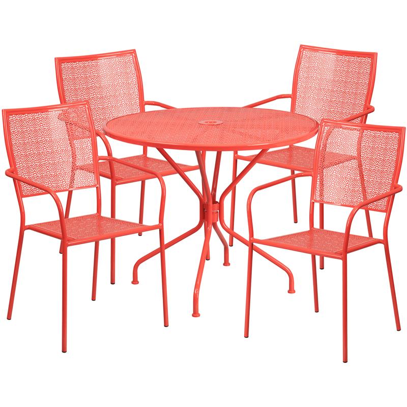 35.25RD White Patio Table Set