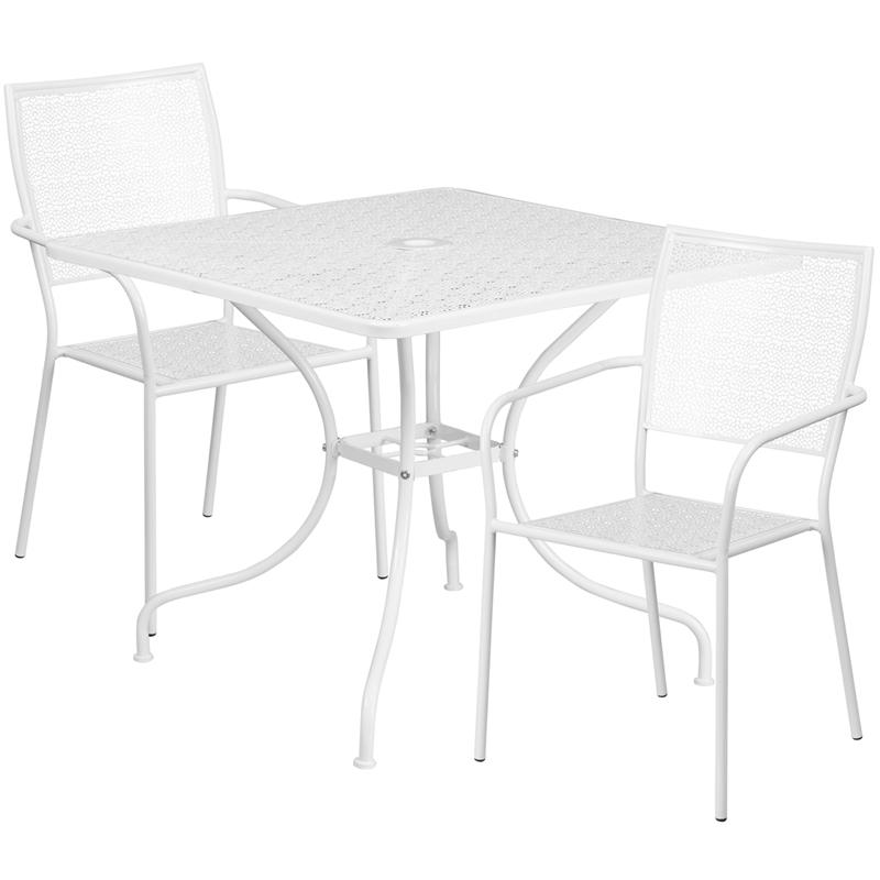 35.5SQ White Patio Table Set