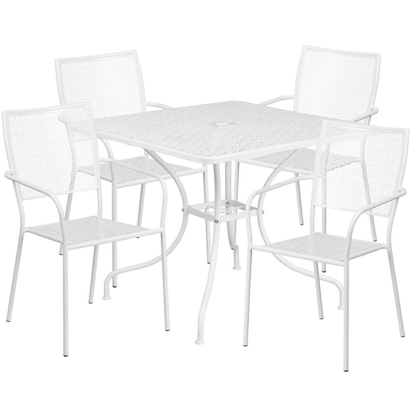 35.5SQ White Patio Table Set