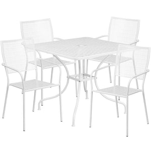 35.5SQ White Patio Table Set