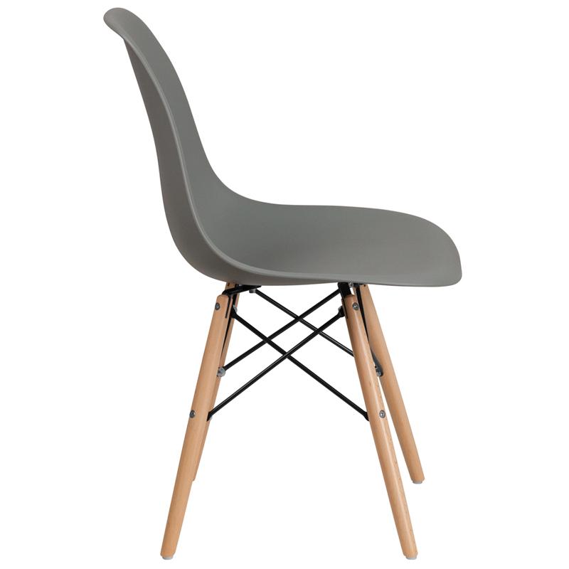 White Plastic/Wood Chair - UNQFurniture