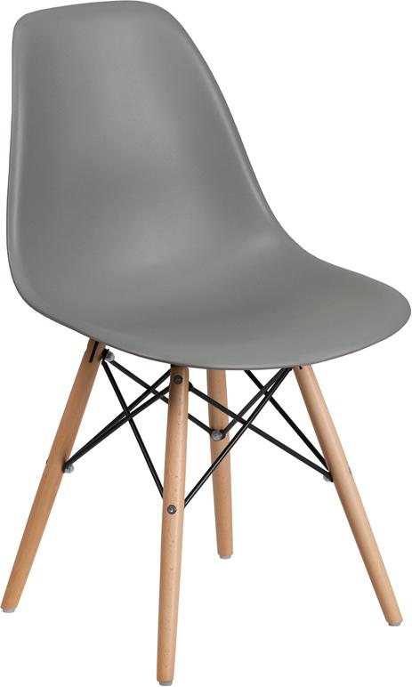 White Plastic/Wood Chair - UNQFurniture