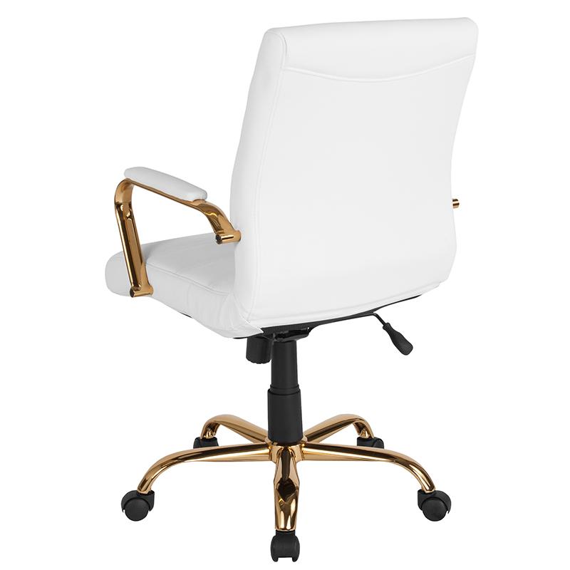 White Mid-Back Leather Chair