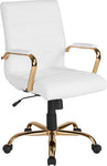 White Mid-Back Leather Chair