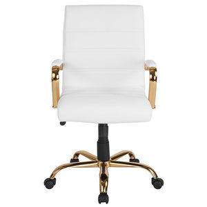 White Mid-Back Leather Chair