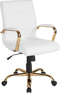 White Mid-Back Leather Chair