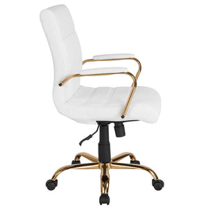 White Mid-Back Leather Chair