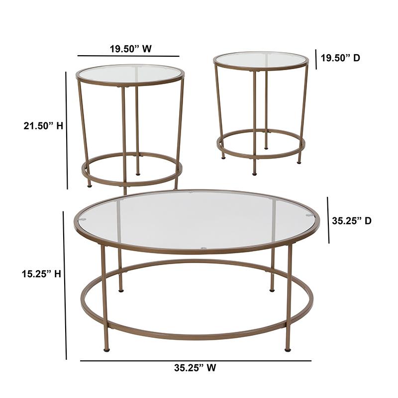 3 Piece Glass Table Set