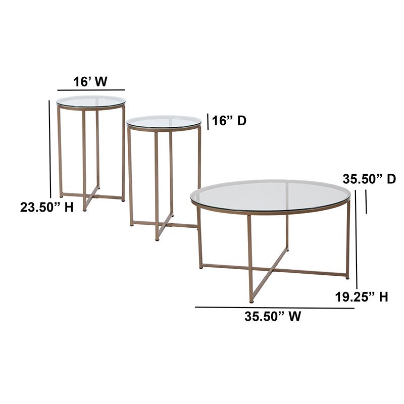 3 Piece Glass Table Set