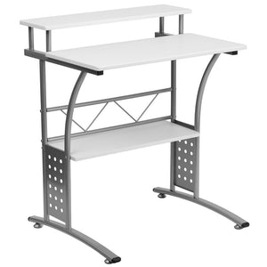 White Perforated Panel Desk