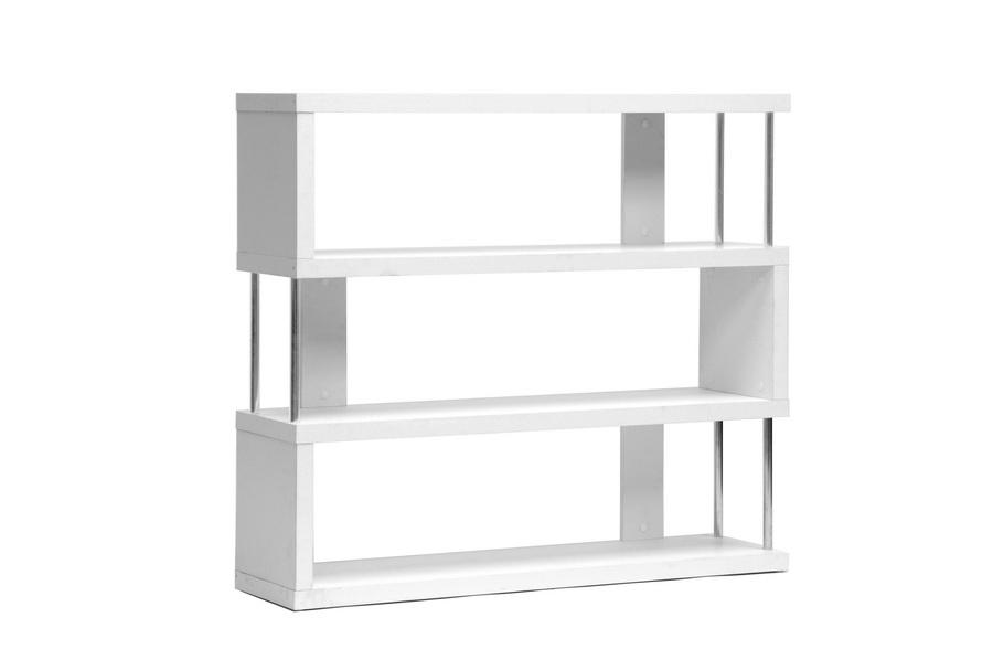 Baxton Studio Barnes White Three-Shelf Modern Bookcase