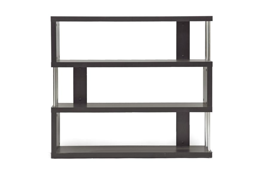 Baxton Studio Barnes Dark Brown Three-Shelf Modern Bookcase