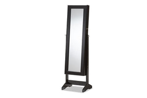 Baxton Studio Alena Black Finishing Wood Free Standing Cheval Mirror Jewelry Armoire