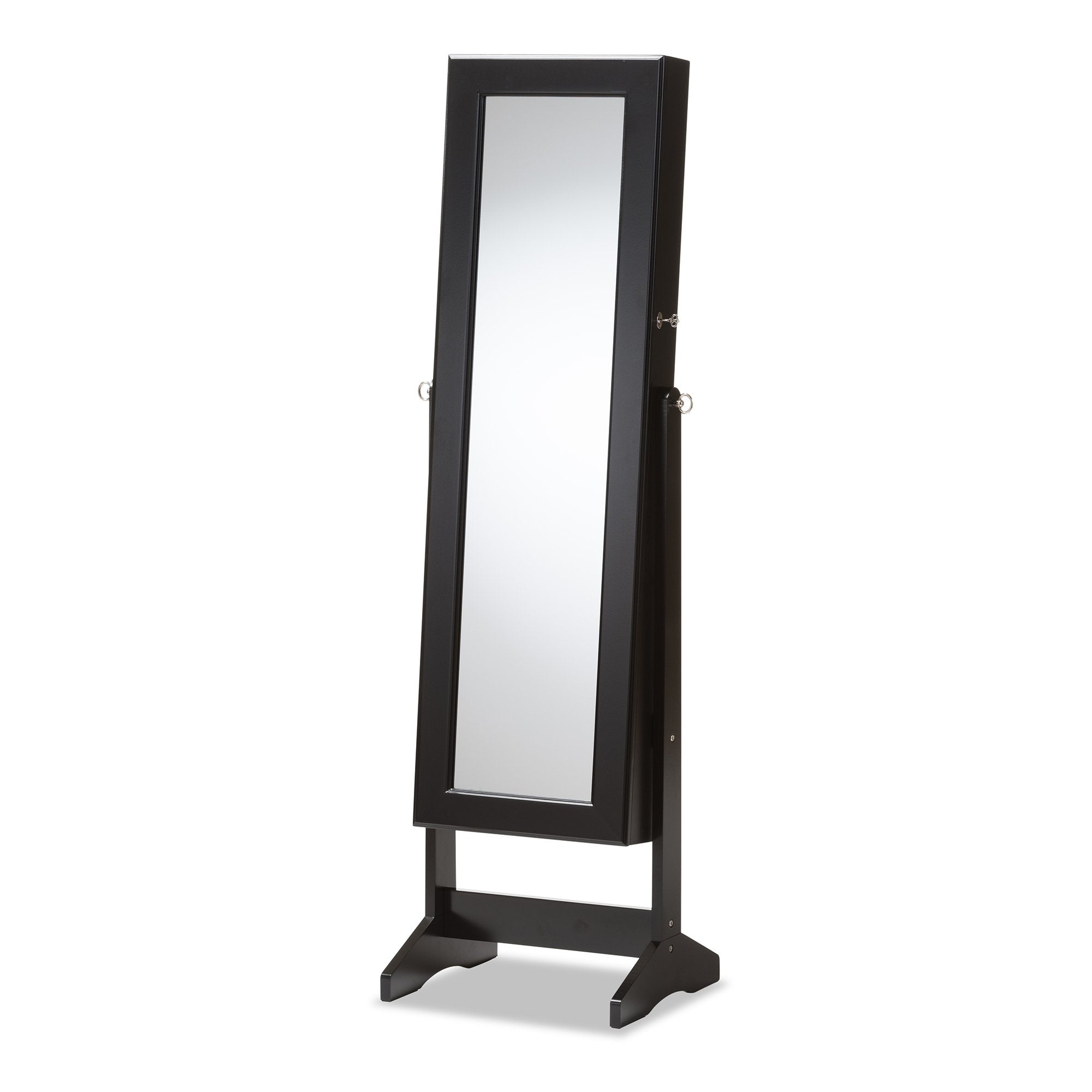 Baxton Studio Alena Black Finishing Wood Free Standing Cheval Mirror Jewelry Armoire