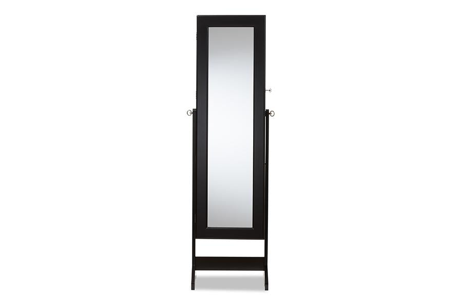 Baxton Studio Alena Black Finishing Wood Free Standing Cheval Mirror Jewelry Armoire