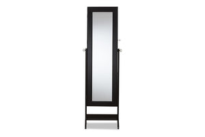 Baxton Studio Alena Black Finishing Wood Free Standing Cheval Mirror Jewelry Armoire