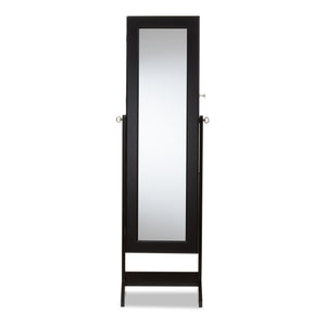 Baxton Studio Alena Black Finishing Wood Free Standing Cheval Mirror Jewelry Armoire