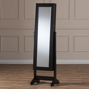 Baxton Studio Alena Black Finishing Wood Free Standing Cheval Mirror Jewelry Armoire