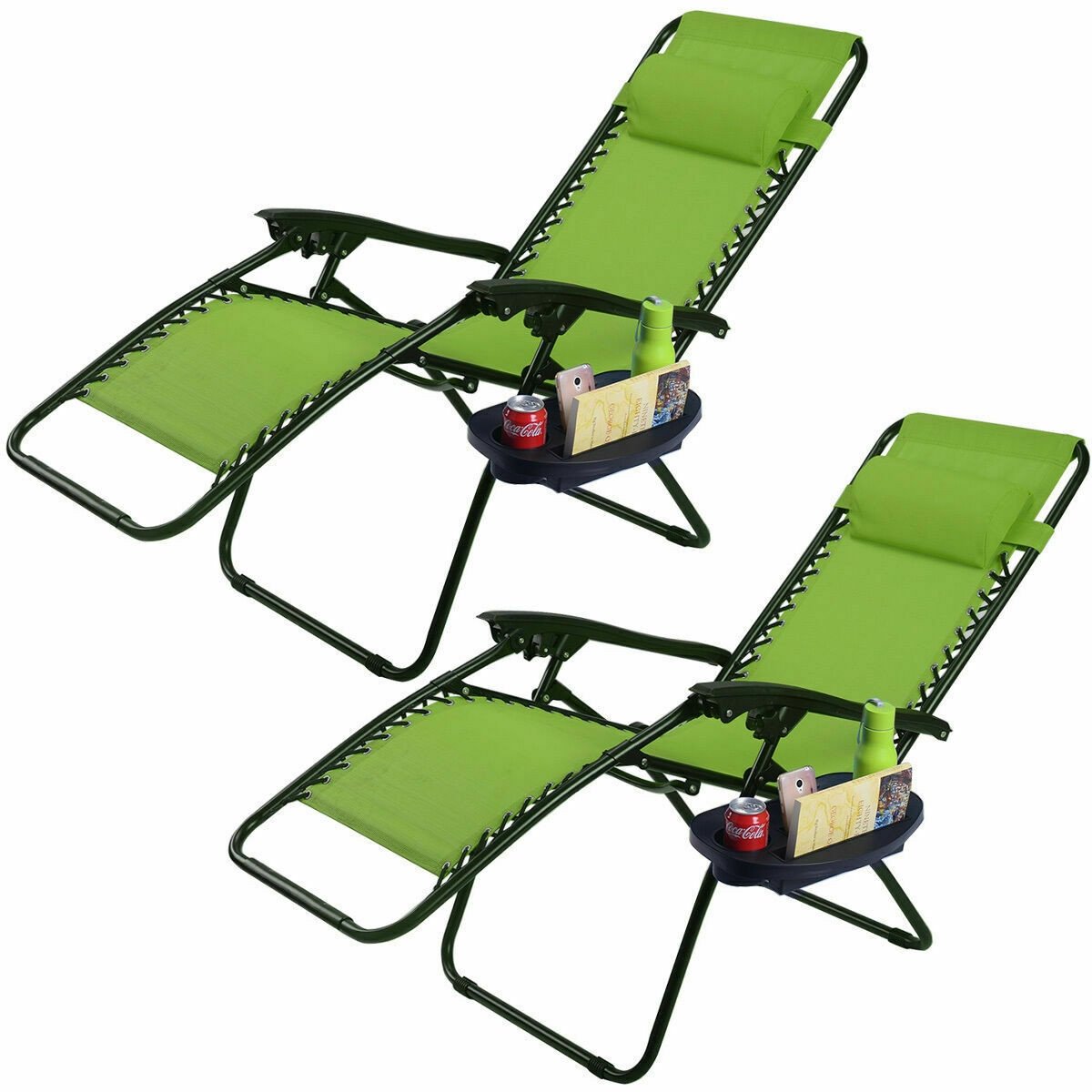 Zero Impact Pool Patio Lounge Chair Set of 2 Stow & Go