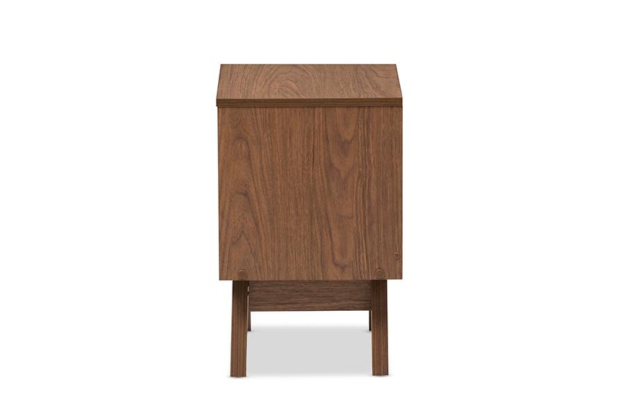 Baxton Studio Hildon Mid-Century Modern White and Walnut Wood 2-Drawer Storage Nightstand