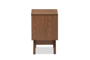 Baxton Studio Hildon Mid-Century Modern White and Walnut Wood 2-Drawer Storage Nightstand