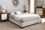 Baxton Studio Elizabeth Modern and Contemporary Beige Fabric Upholstered Panel-Stitched Queen Size Platform Bed