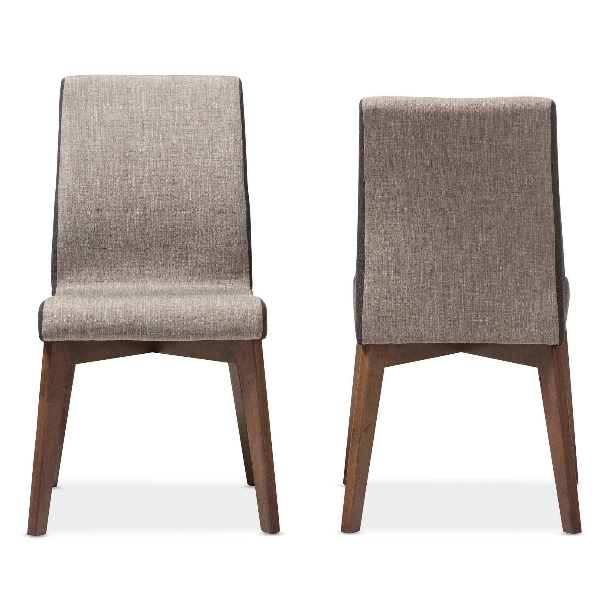 Baxton Studio Kimberly Mid-Century Modern Beige and Brown Fabric Dining Chair (Set of 2)