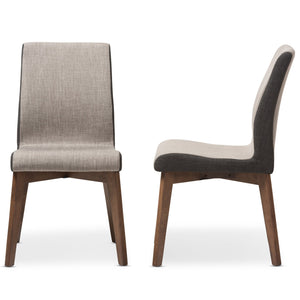 Baxton Studio Kimberly Mid-Century Modern Beige and Brown Fabric Dining Chair (Set of 2)