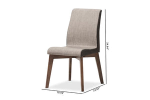 Baxton Studio Kimberly Mid-Century Modern Beige and Brown Fabric Dining Chair (Set of 2)