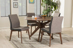 Baxton Studio Kimberly Mid-Century Modern Walnut Wood Round 5-Piece Dining Set