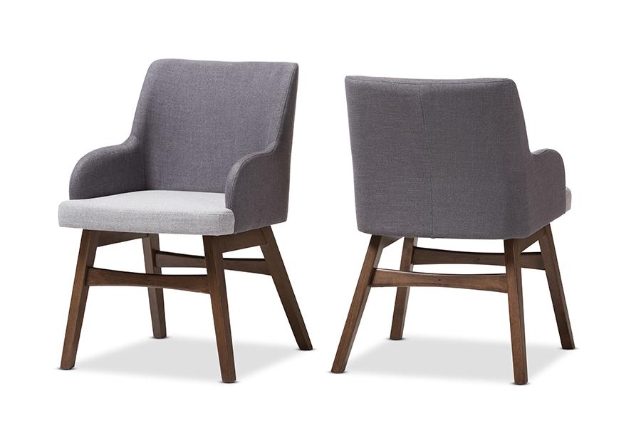 Baxton Studio Monte Mid-Century Modern Two-Tone Grey Fabric Armchair (Set of 2)