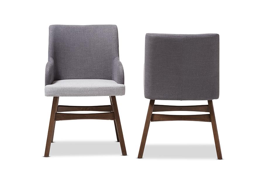 Baxton Studio Monte Mid-Century Modern Two-Tone Grey Fabric Armchair (Set of 2)