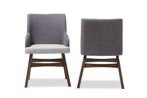 Baxton Studio Monte Mid-Century Modern Two-Tone Grey Fabric Armchair (Set of 2)