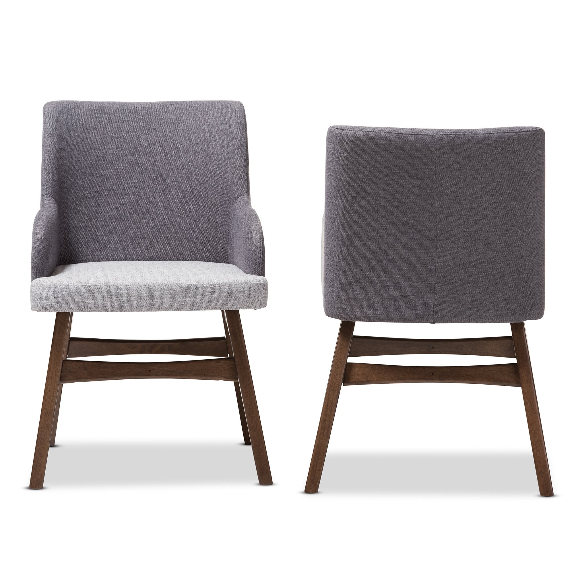 Baxton Studio Monte Mid-Century Modern Two-Tone Grey Fabric Armchair (Set of 2)