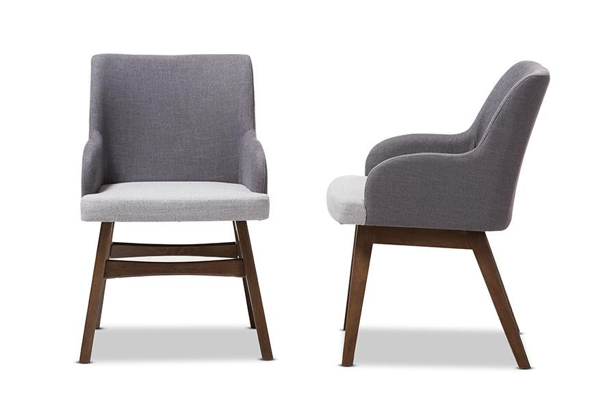 Baxton Studio Monte Mid-Century Modern Two-Tone Grey Fabric Armchair (Set of 2)