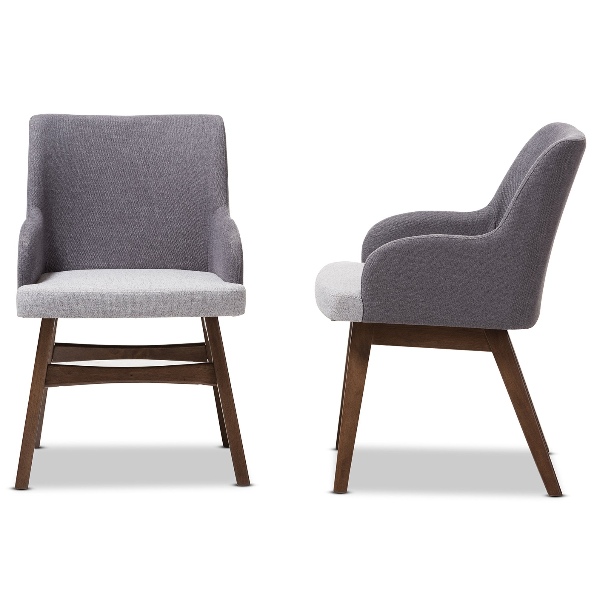 Baxton Studio Monte Mid-Century Modern Two-Tone Grey Fabric Armchair (Set of 2)