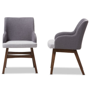 Baxton Studio Monte Mid-Century Modern Two-Tone Grey Fabric Armchair (Set of 2)