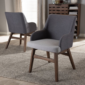 Baxton Studio Monte Mid-Century Modern Two-Tone Grey Fabric Armchair (Set of 2)