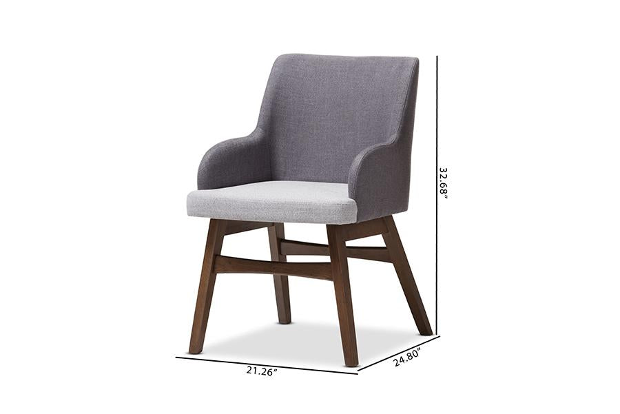 Baxton Studio Monte Mid-Century Modern Two-Tone Grey Fabric Armchair (Set of 2)